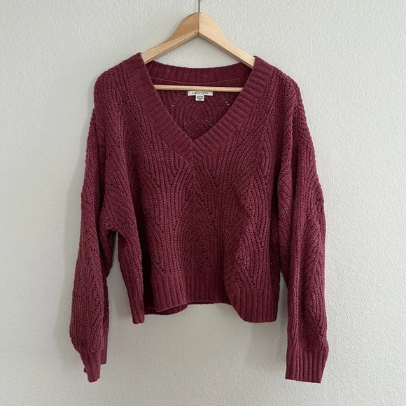 American Eagle Outfitters Sweaters Ae Chenille Pointelle V